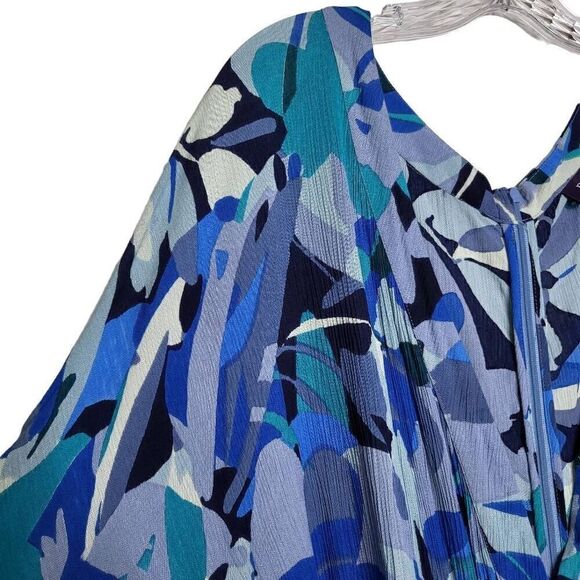 NEW Roaman's Floral Geometric Print Crinkle Belted Wrap Maxi Dress Size 4X - Picture 4 of 11